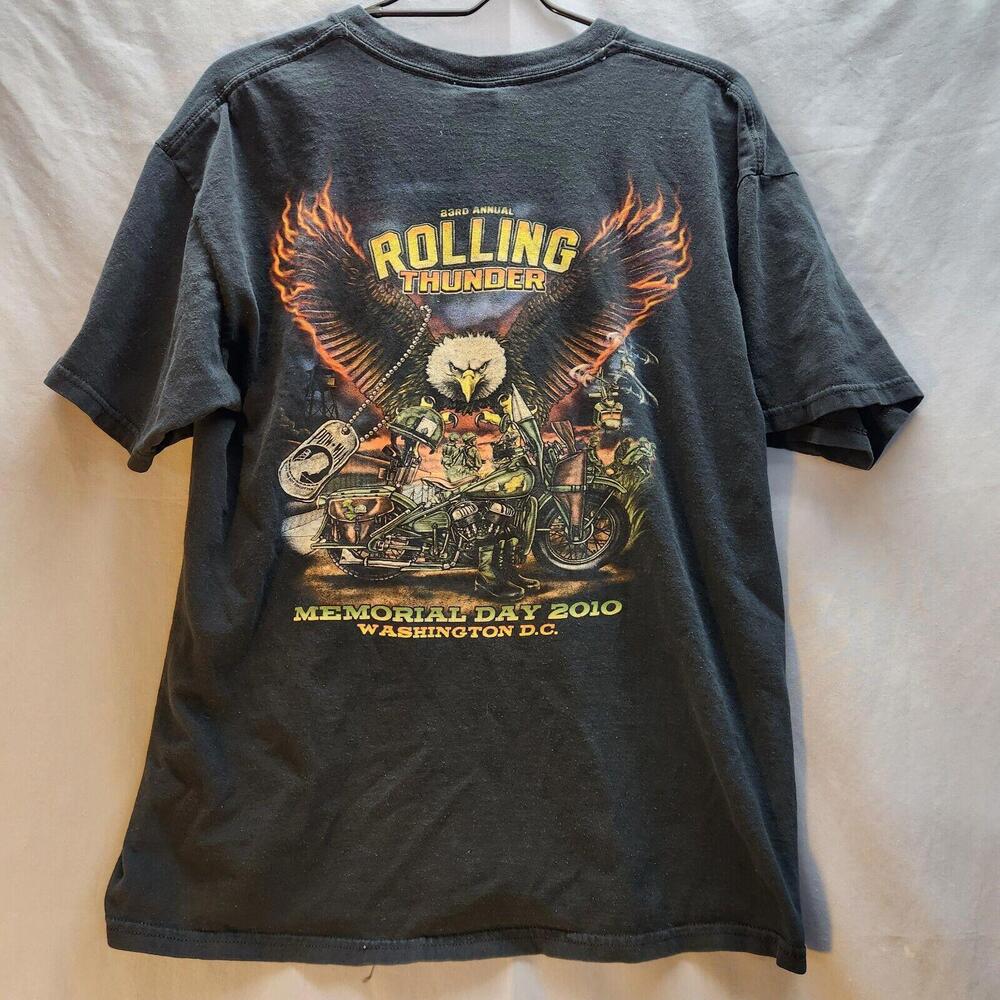 2010 Rolling Thunder Motorcycle Rally Tshirt Size Large - Picture 8 of 10